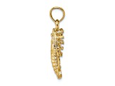 14k Yellow Gold Textured Florida Lobster with Out Claws Charm