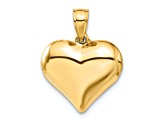 14k Yellow Gold 3D Polished Puffed Heart Pendant