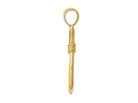 14k Yellow Gold 3D Whale Tail Hook Pendant