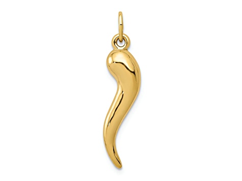 14k Yellow Gold 3D Italian Horn Pendant