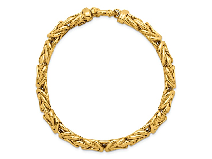 14K Yellow Gold 13.3mm Byzantine 8 Inch Bracelet - 13NQDA | JTV
