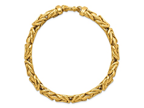 14K Yellow Gold 13.3mm Byzantine 8 Inch Bracelet