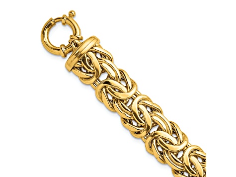 み*ん様 【再販無し】VAINON Bolt Bracelet 14K Yellow Gold 13.3mm Byzantine 8 Inch Bracelet - 13NQDA | JTV