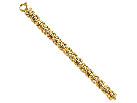 14K Yellow Gold 13.3mm Byzantine 8 Inch Bracelet