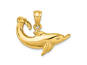 14k Yellow Gold Polished Dolphin Charm