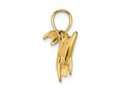 14k Yellow Gold Polished Dolphin Charm