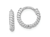 Rhodium Over 14k White Gold 3/8" Children's Polished Hoop Earrings