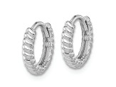 Rhodium Over 14k White Gold 3/8" Children's Polished Hoop Earrings