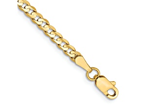 10k Yellow Gold 3mm Open Concave Curb Link Bracelet