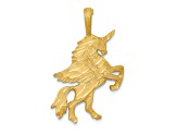 14k Yellow Gold Brushed and Diamond-Cut Unicorn Pendant