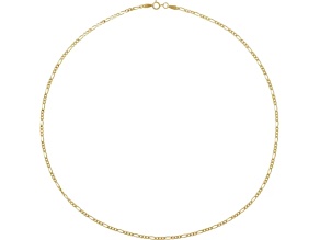 14K Yellow Gold Diamond-Cut Figaro Chain Necklace, 18 Inches.