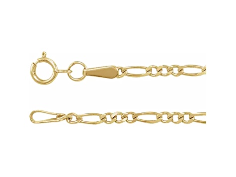 14K Yellow Gold Diamond-Cut Figaro Chain Necklace, 18 Inches.