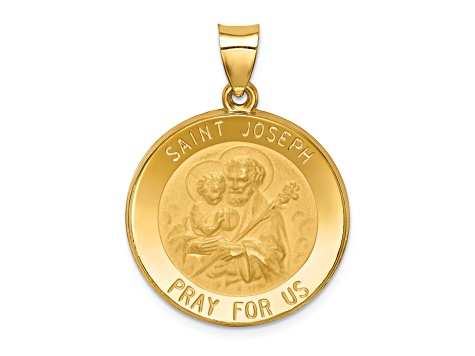 14k Yellow Gold Polished and Satin Saint Joseph Medal Pendant