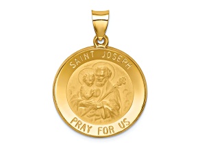 14k Yellow Gold Polished and Satin Saint Joseph Medal Pendant