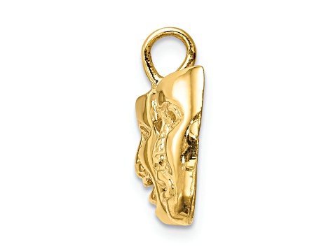 14k Yellow Gold Polished Comedy and Tragedy Theater Masks Pendant