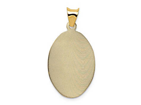 14k Yellow Gold Polished, Diamond-Cut and Textured Sagrado Corazon Oval Pendant