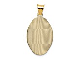 14k Yellow Gold Polished, Diamond-Cut and Textured Sagrado Corazon Oval Pendant