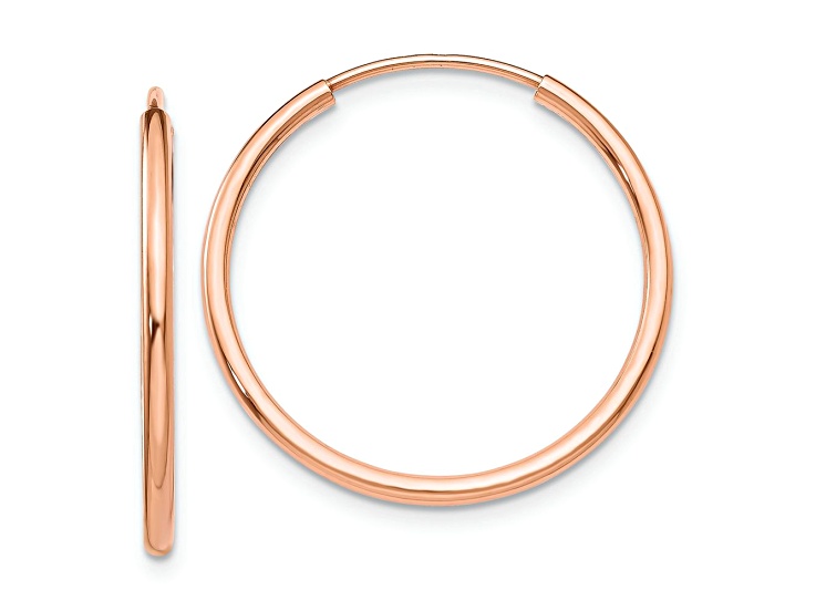 14k Rose Gold 7/8" Polished Endless Tube Hoop Earrings