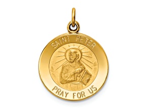 14k Yellow Gold Satin Saint Peter Medal Charm