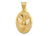 14K Yellow Gold Polished Diamond-cut Corpus Oval Pendant