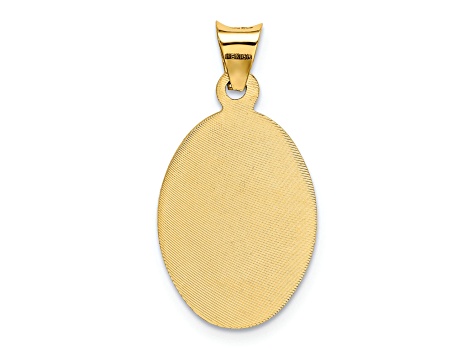 14K Yellow Gold Polished Diamond-cut Corpus Oval Pendant