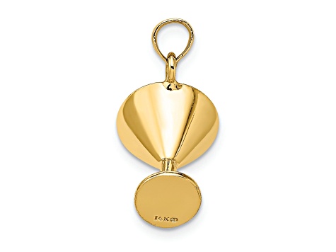 14k Yellow Gold 3D Martini with Green Enameled Olive Charm