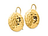 14k Yellow Gold Hammered Circle Dangle Earrings