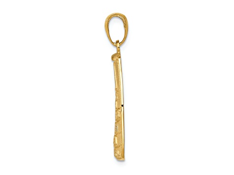 14k Yellow Gold Textured Southern Most Point USA KEY WEST Pendant