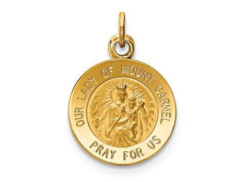 14K Yellow Gold Our Lady of Mount Carmel Medal Charm