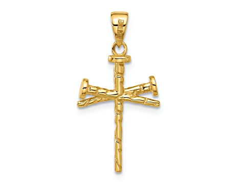 Nail Cross Pendant, 14K White - The GLD Shop