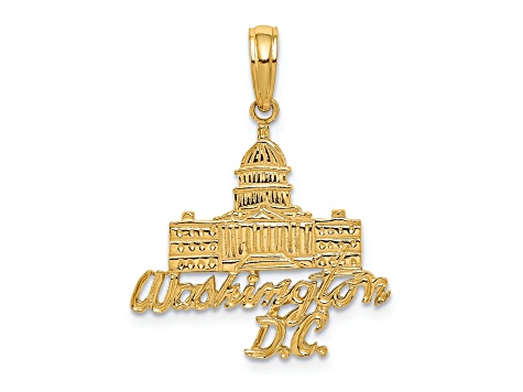 14k Yellow Gold Textured Washington D.C. Capitol Building Pendant