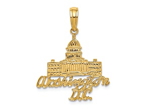 14k Yellow Gold Textured Washington D.C. Capitol Building Pendant