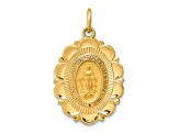 14k Yellow Gold Polished and Satin Small Fancy Oval Miraculous Medal Pendant