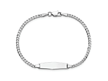 Picture of Rhodium Over 14k White Gold Soft Diamond Shape Flat Curb Link ID Bracelet
