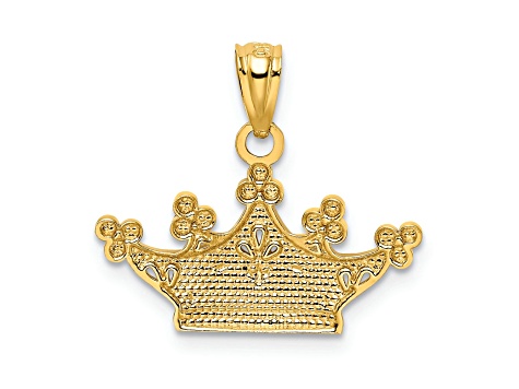 14K Yellow Gold with White Rhodium Crown Pendant