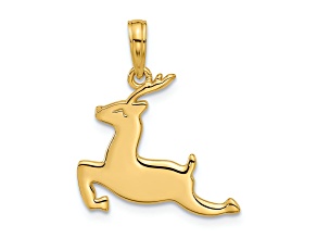 14k Yellow Gold Polished Prancing Reindeer Charm