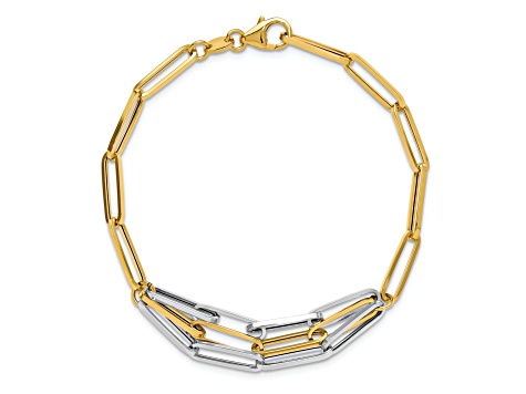 14K Two-tone Polished Fancy Link Bracelet