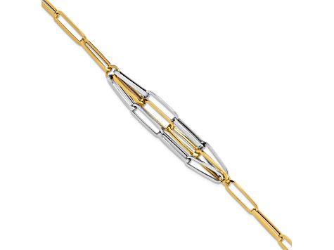 14K Two-tone Polished Fancy Link Bracelet