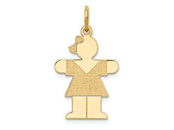 Picture of 14k Yellow Gold Satin Girl with Bow Kid Charm