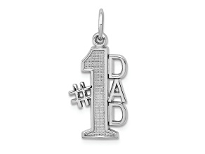 Rhodium Over 14k White Gold Polished #1 Dad Charm