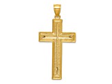14K Yellow and White Gold Diamond-cut Latin Crucifix Pendant