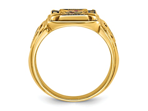 10K Yellow Gold Men's Textured with Enamel Knights Templar Masonic Ring