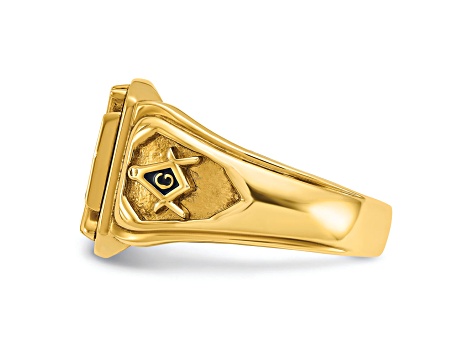 10K Yellow Gold Men's Textured with Enamel Knights Templar Masonic Ring