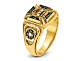 10K Yellow Gold Men's Textured with Enamel Knights Templar Masonic Ring
