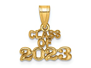 14K Yellow Gold Polished Block CLASS OF 2023 Charm