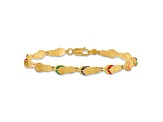 14k Yellow Gold Textured Multi-Color Enamel Flip Flop Bracelet