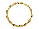 14k Yellow Gold Textured Multi-Color Enamel Flip Flop Bracelet