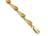 14k Yellow Gold Textured Multi-Color Enamel Flip Flop Bracelet