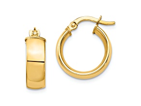 14k Yellow Gold 5/8" High Polished Hoop Earrings