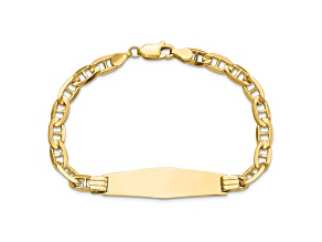 14k Yellow Gold Mariner Link Soft Diamond Shape ID Bracelet